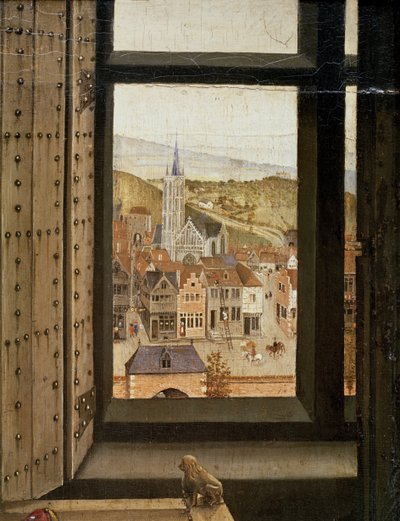 Virgin and Child Before a Firescreen (detail) by Master of Flémalle
